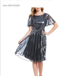 Adrianna Papell Metallic Gunmetal Dress